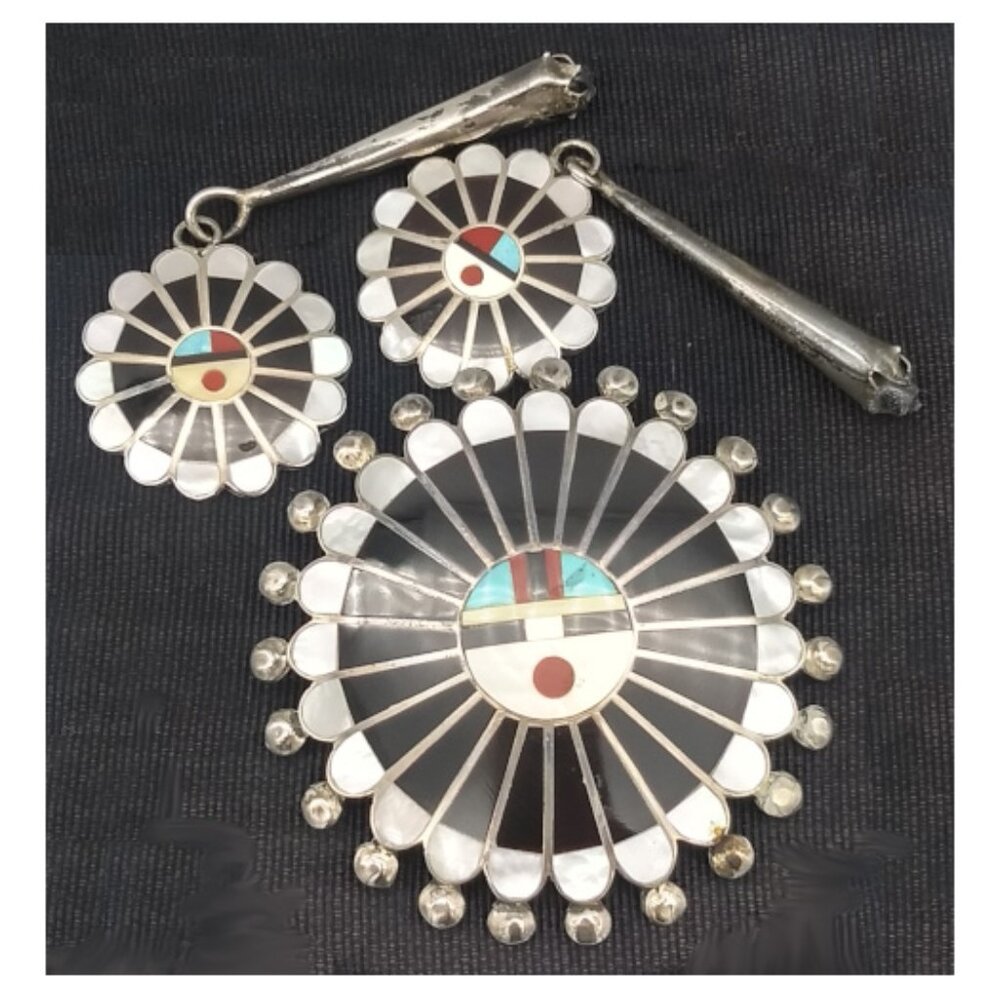 Zuni Native American Sunface Kachina Bolo Elements - Picture 5 of 8